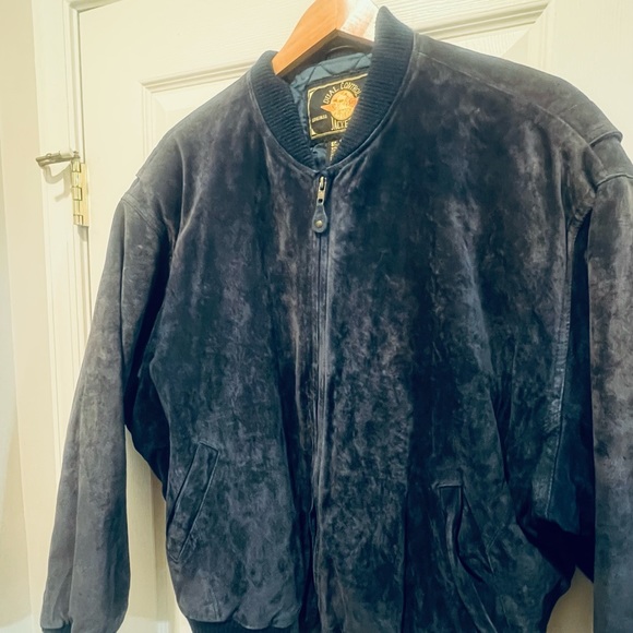 COPY - Vintage Dual Control 100% Suede Leather Bomber Jacket Size Large - Picture 8 of 13